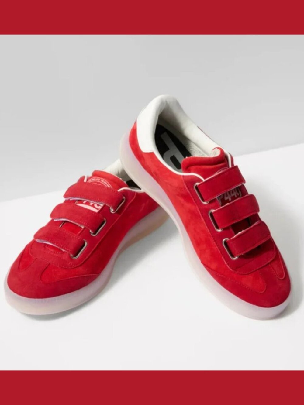 P448 Monza Velcro Sneaker in Coral Red